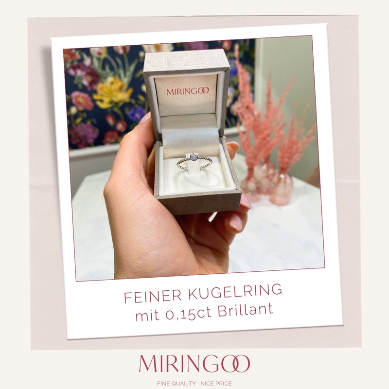 Feiner Solitaire - Kugelring · Zarge · 0,15ct