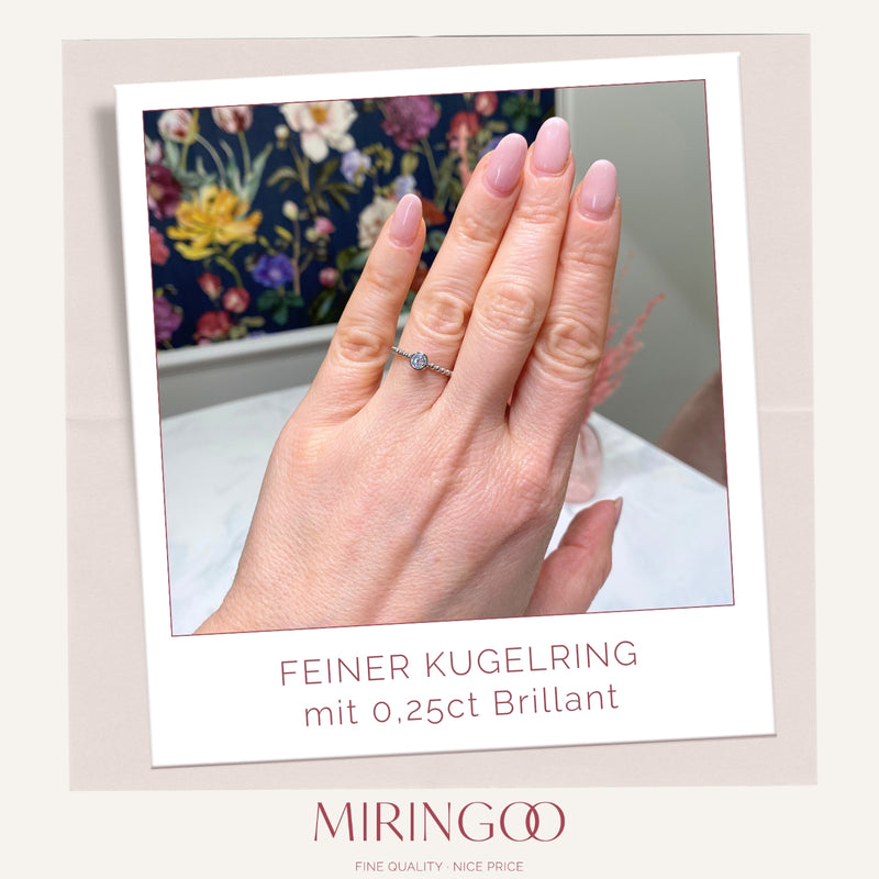 Feiner Solitaire - Kugelring · Zarge · 0,25ct