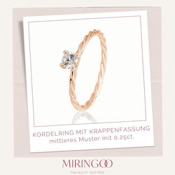 Solitaire - Kordelring (mittleres Muster) · 4er Krappe · 0,25ct