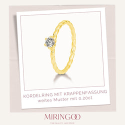 Solitaire - Kordelring (weites Muster) · 6er Krappe · 0,20ct