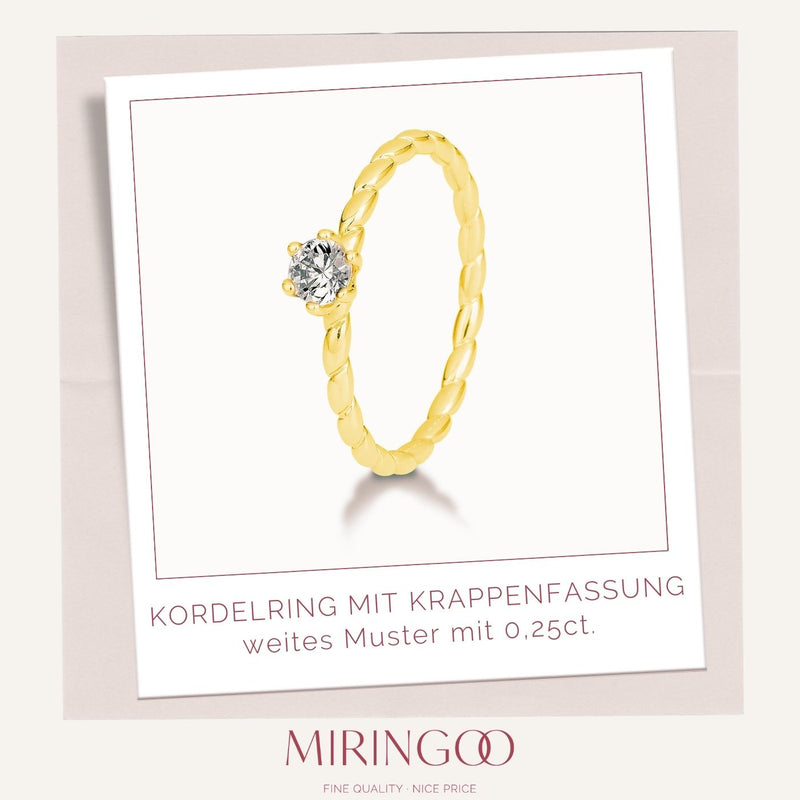 Solitaire - Kordelring (weites Muster) · 6er Krappe · 0,25ct