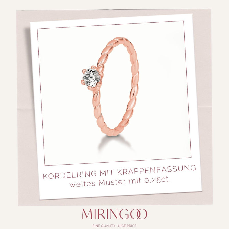 Solitaire - Kordelring (weites Muster) · 6er Krappe · 0,25ct