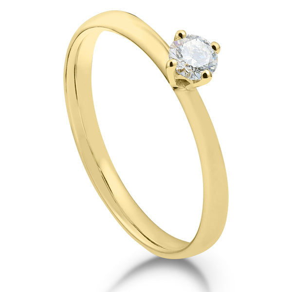 Solitaire-Ring "Classico" mit 4er-Krappe und 0,25ct. Diamant