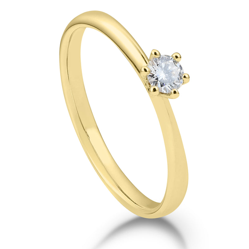 Solitaire-Ring "Classico" mit 6er-Krappe und 0,25ct. Diamant