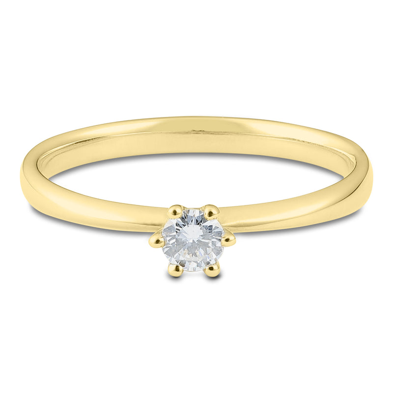 Solitaire-Ring "Classico" mit 6er-Krappe und 0,25ct. Diamant