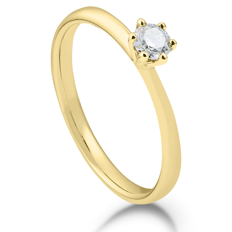 Solitaire-Ring "Classico" mit 6er-Krappe und 0,50ct. Diamant