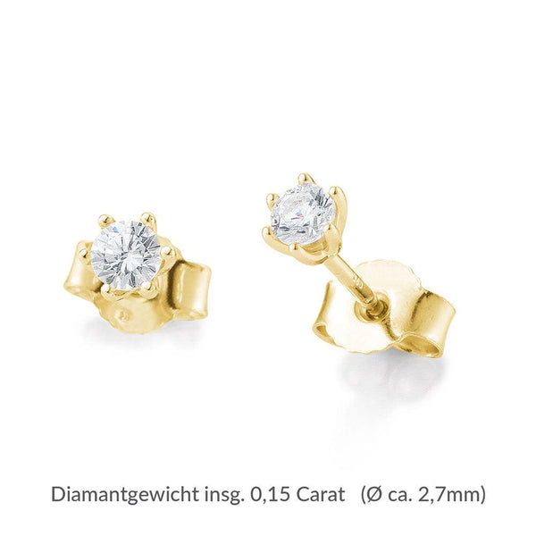 Diamantohrstecker · Gelbgold · 6er Krappe · 0,15ct. kaufen bei 
