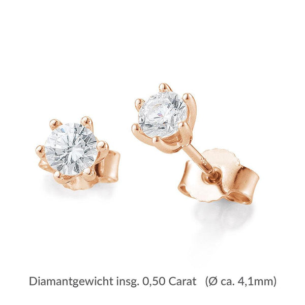 Diamantohrstecker · Rotgold · 6er Krappe · 0,50ct. kaufen bei 